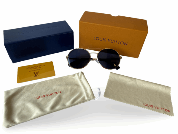 Gafas Round Gold “Riviera” | Metal dorado & lente gris | LV